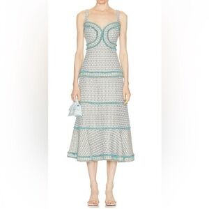 Alexis Women's Green Bettine French Tweed Midi Dress Size Small.